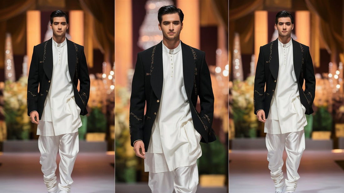 modern kurta pajama with jacket for wedding