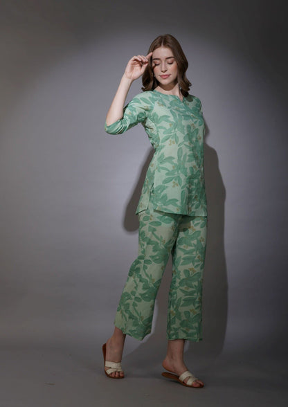 Minty Blooms Green Loungewear Set