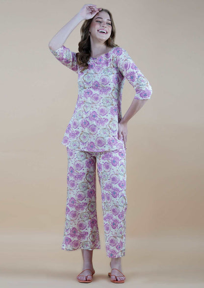 Pink Rose Gold Foil Elegance Cotton Loungewear