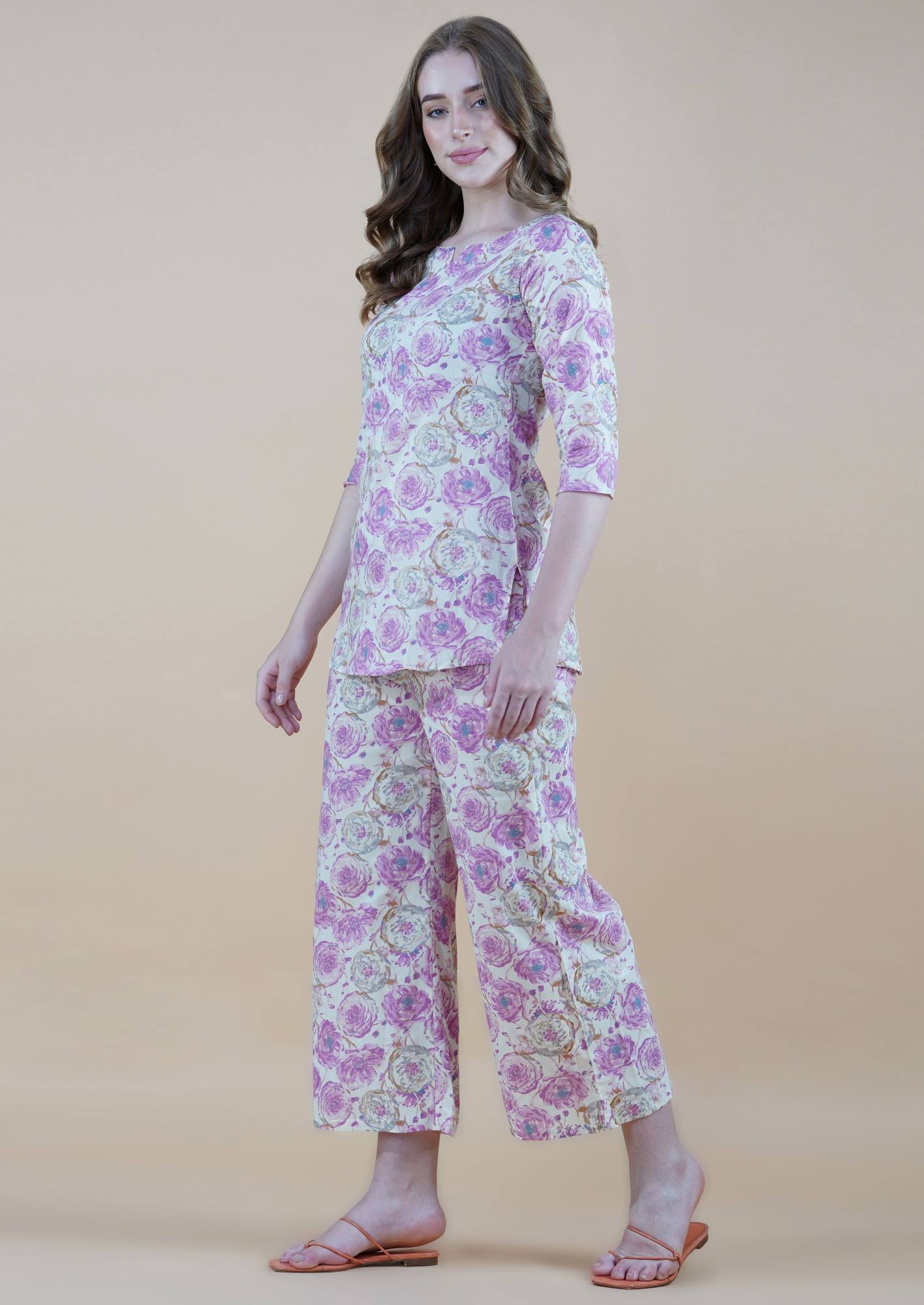 Pink Rose Gold Foil Elegance Cotton Loungewear