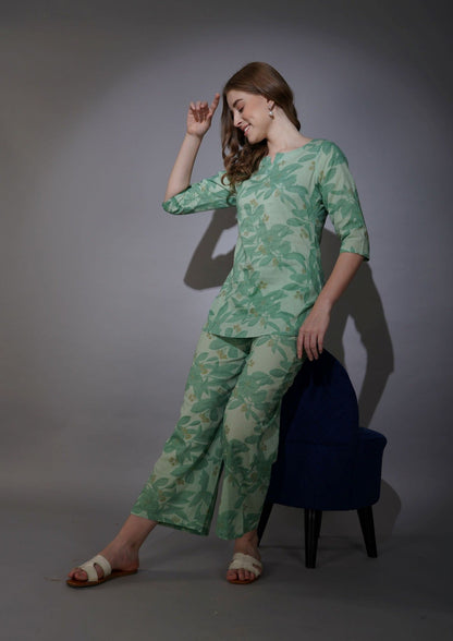 Minty Blooms Green Loungewear Set