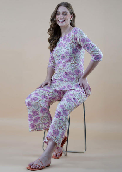 Pink Rose Gold Foil Elegance Cotton Loungewear