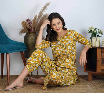 Yellow Elegance Cotton Loungewear