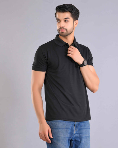 Dry Fit Black Polo T-Shirt