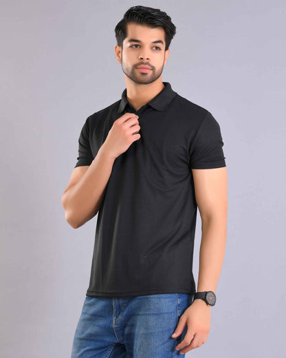 Dry Fit Black Polo T-Shirt