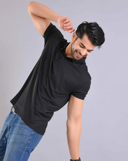 Dry Fit Black Polo T-Shirt