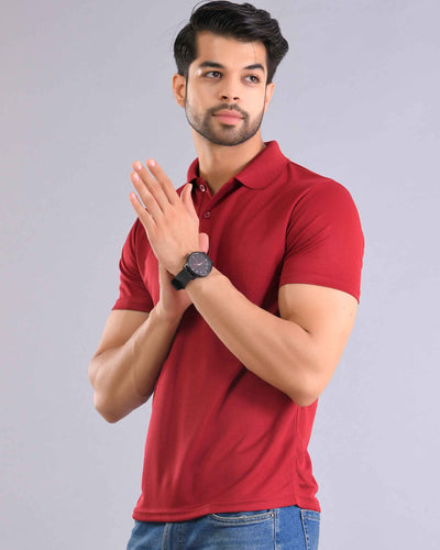 Dry Fit Maroon Polo T-Shirt
