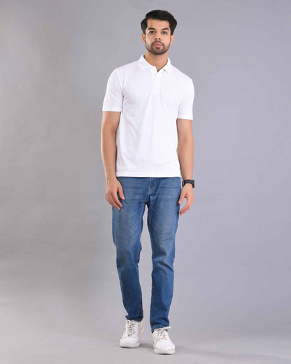 Dry Fit White Polo T-Shirt