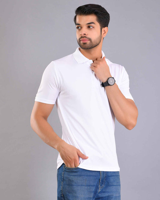 Dry Fit White Polo T-Shirt