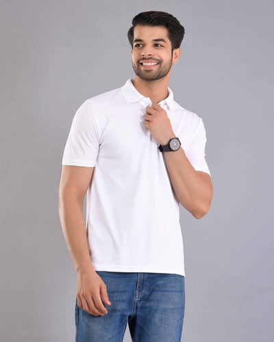 Dry Fit White Polo T-Shirt