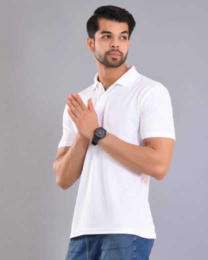 Dry Fit White Polo T-Shirt