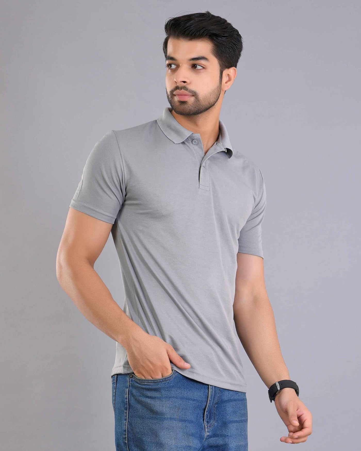 Dry Fit Light Grey Polo T-Shirt