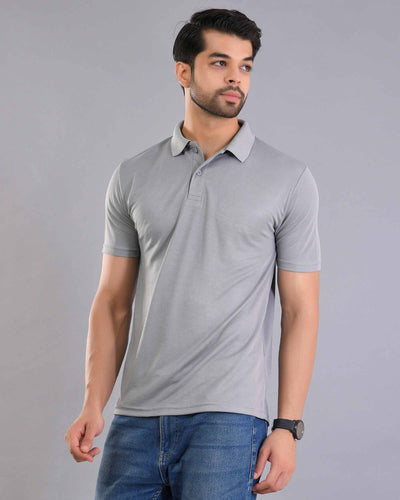 Dry Fit Light Grey Polo T-Shirt