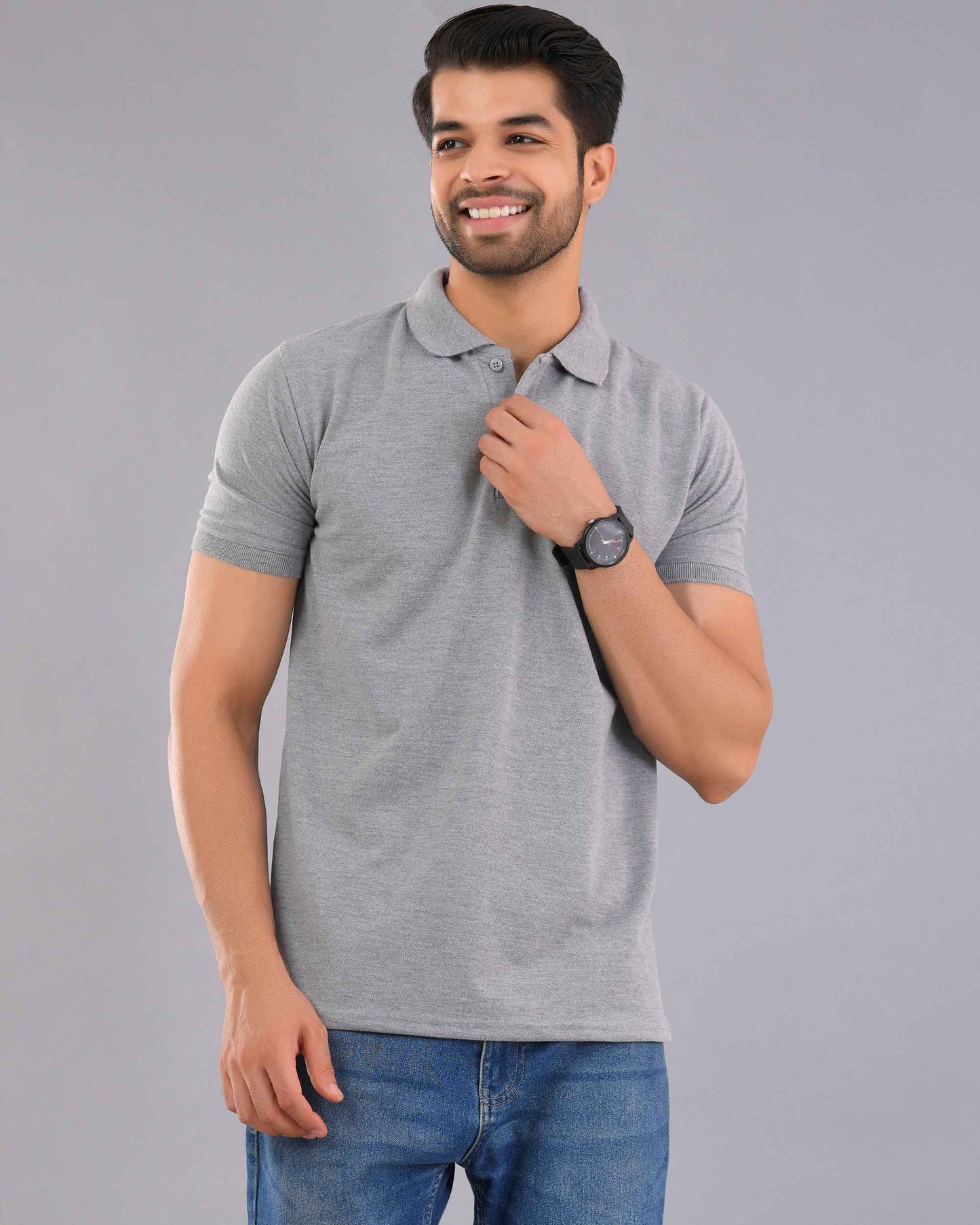 Wevaste Grey Melange Polo T-Shirt