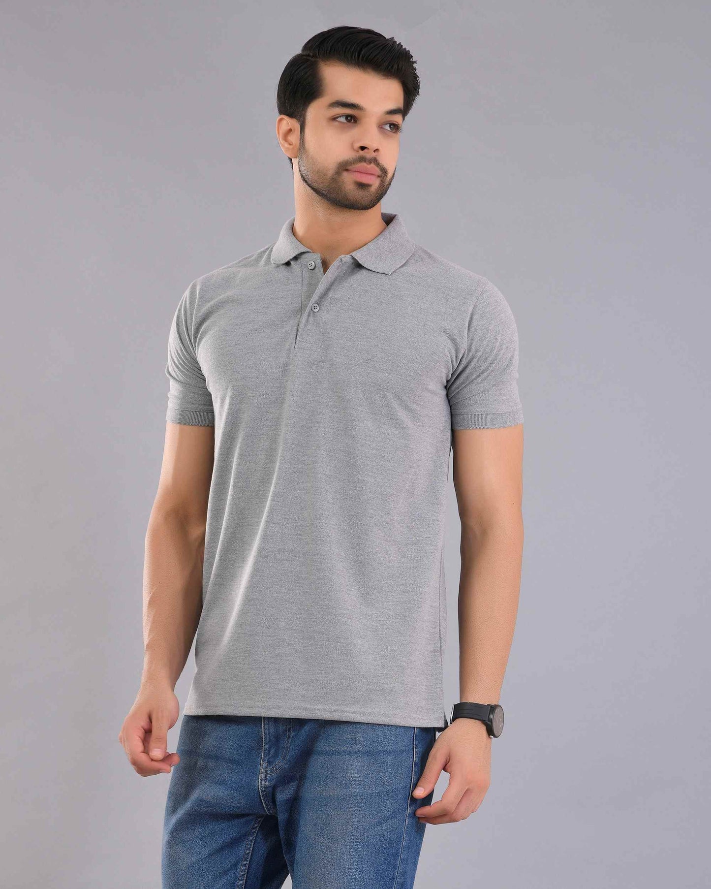 Wevaste Grey Melange Polo T-Shirt