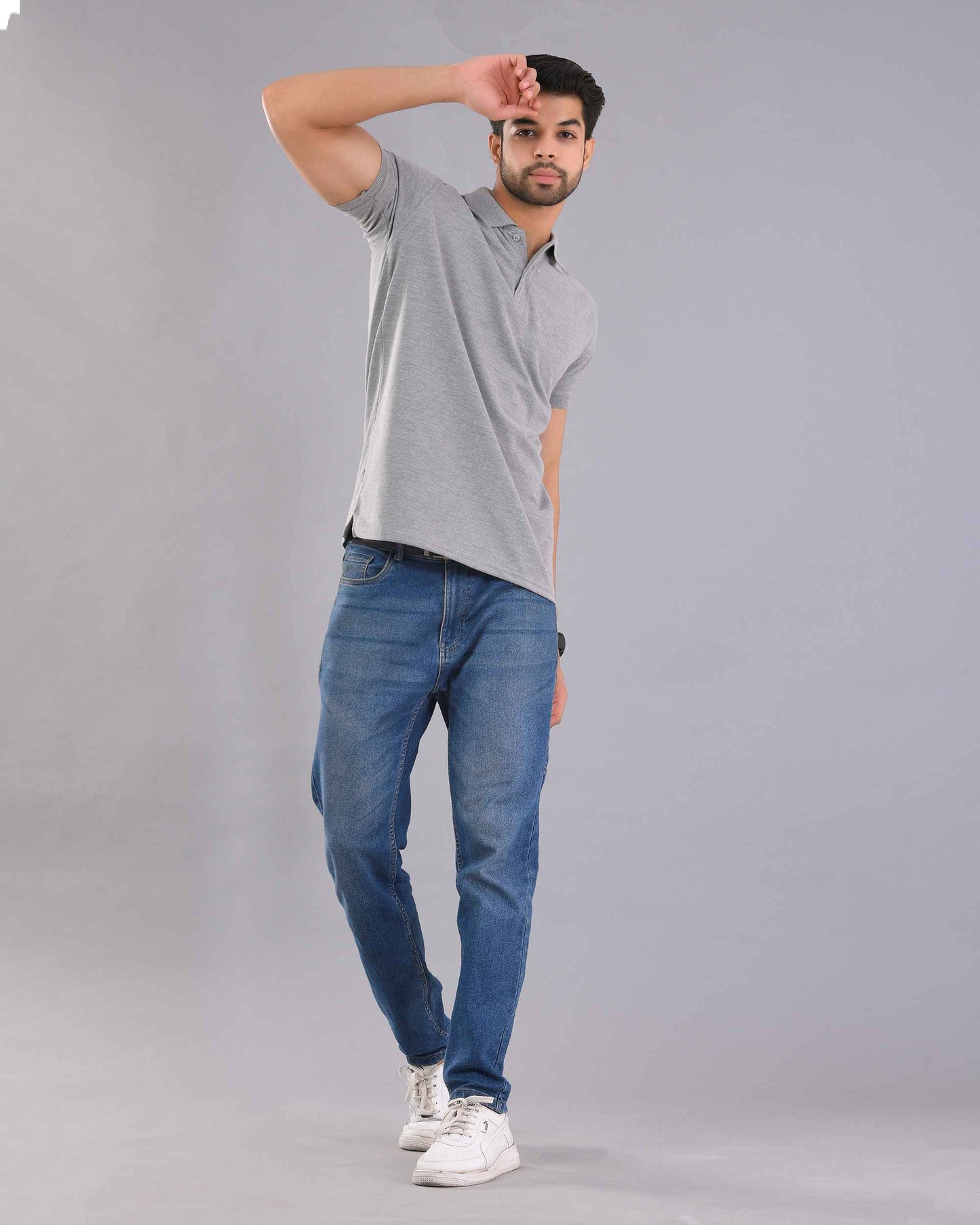 Wevaste Grey Melange Polo T-Shirt