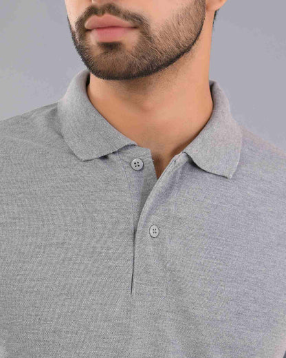 Wevaste Grey Melange Polo T-Shirt