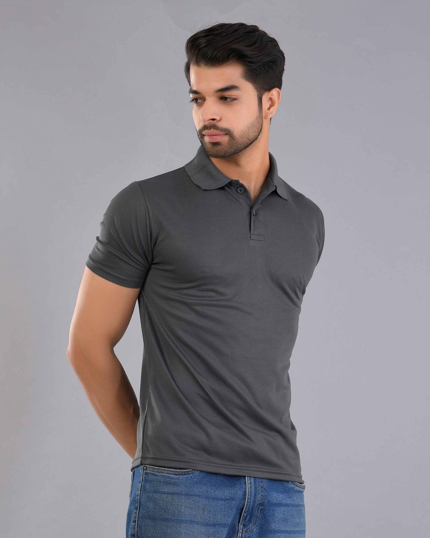 Dry Fit Dark Grey Polo T-Shirt