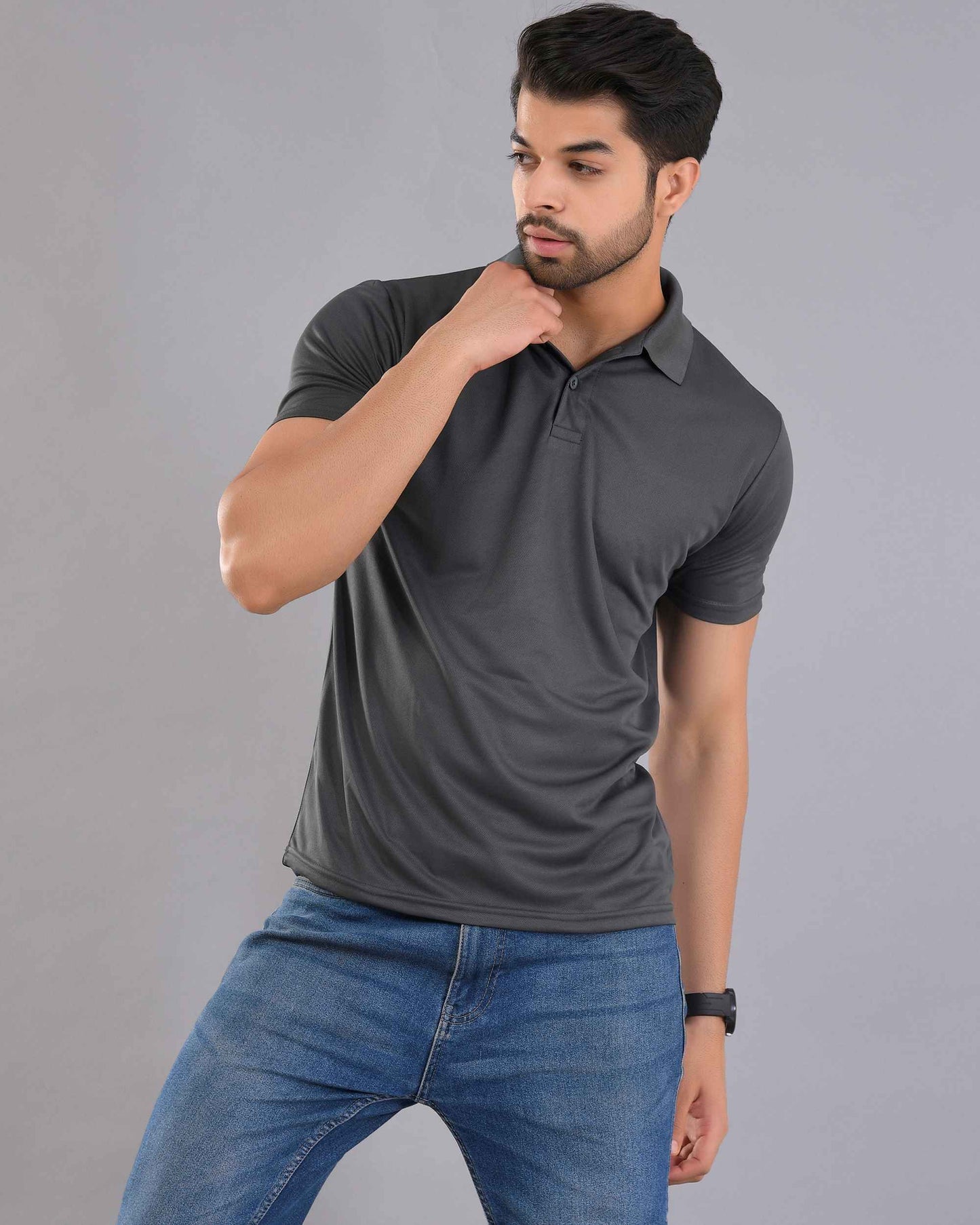 Dry Fit Dark Grey Polo T-Shirt