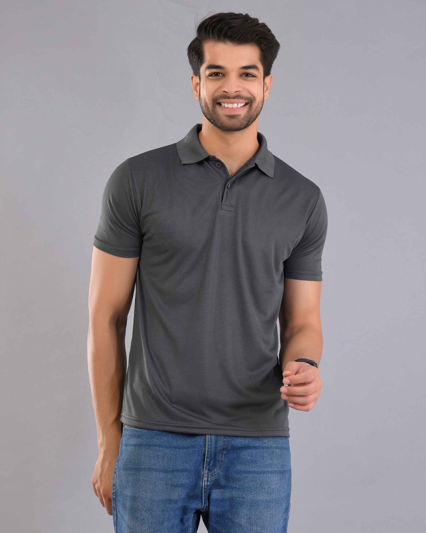 Dry Fit Dark Grey Polo T-Shirt