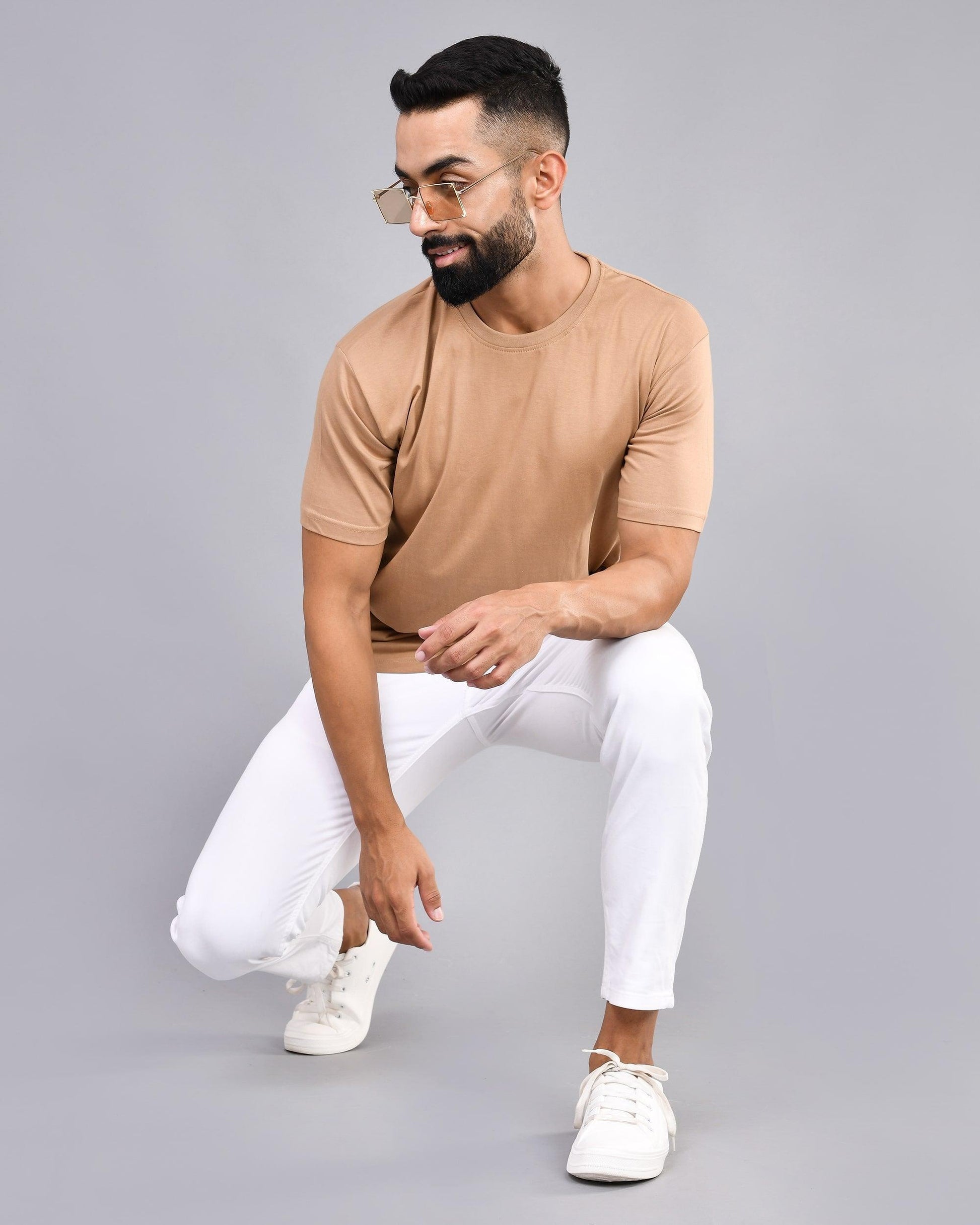 Beige Regular Size T-shirt - Wevaste