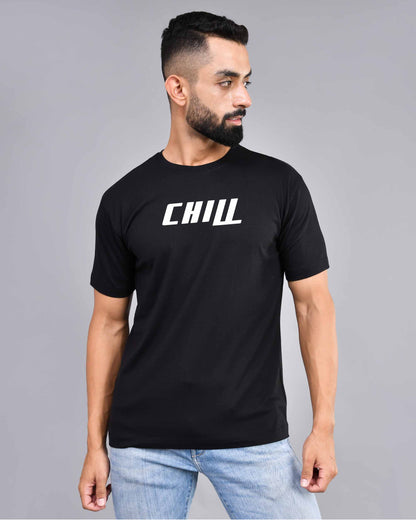 Gold Chill Printed Black T-Shirt