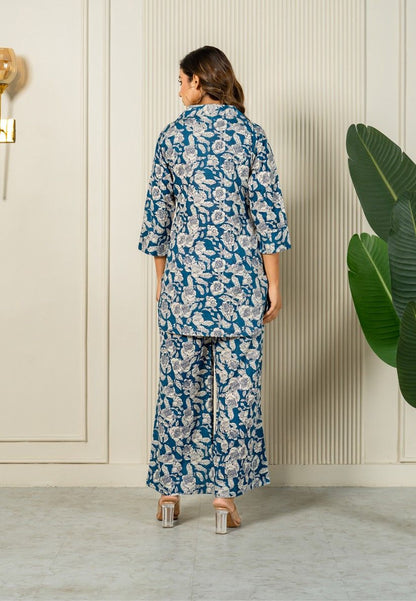 Azure Blossom Ensemble Loungewear Set