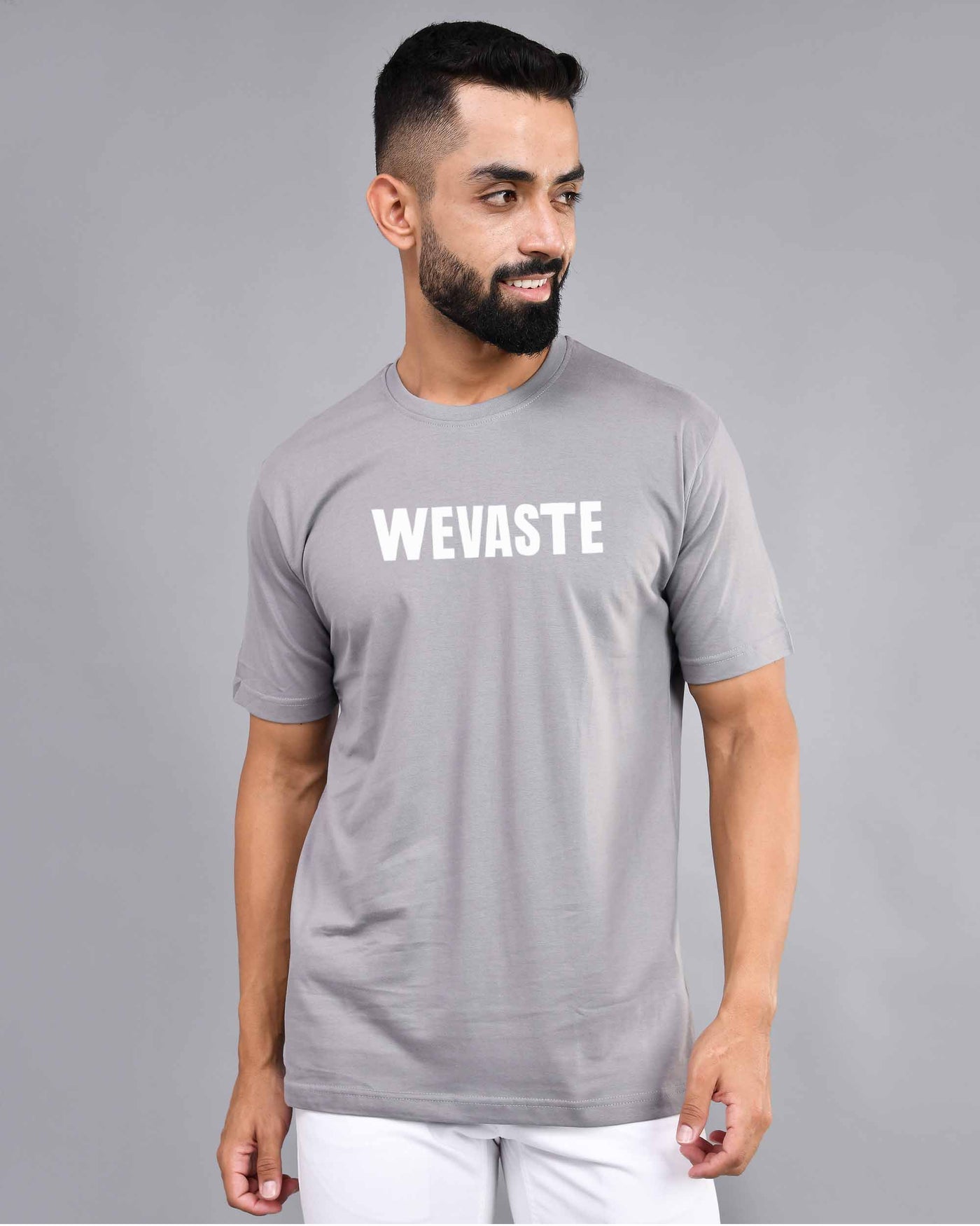 Wevaste Printed Steel Gray T-shirt