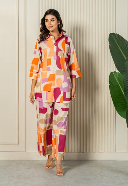 Sunset Geometry Luxe Loungewear Set