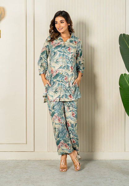 Tropical Serenity Cotton Loungewear Co-ord Set