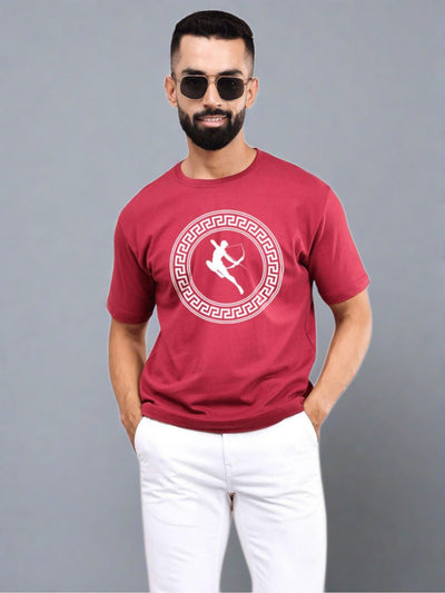 Maroon Printed Regular Size T-shirt - Wevaste